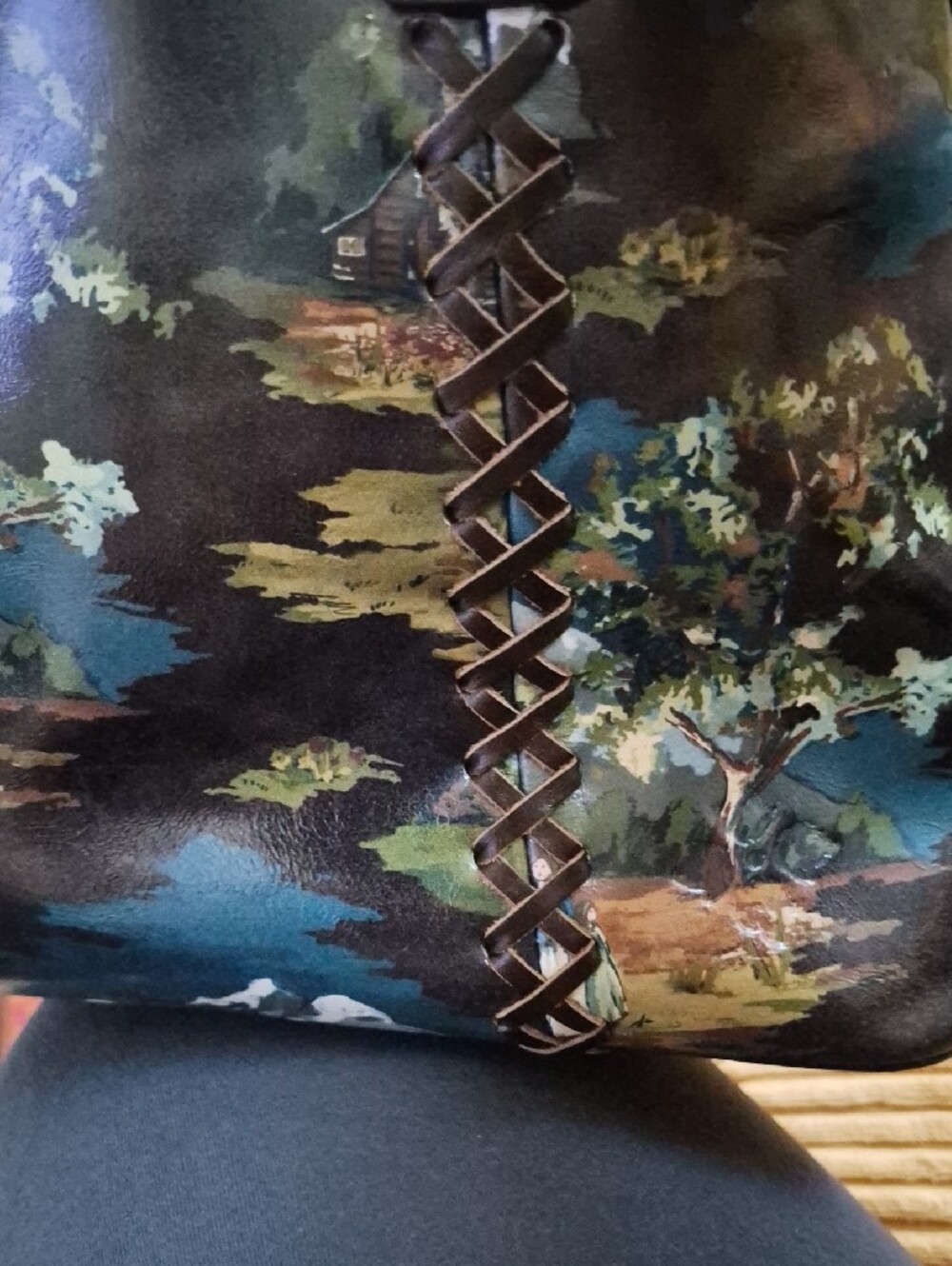 Patricia Nash Scenic Print Women's Satchel in Dark Brown and Teal 2024 - Picture 2 of 13